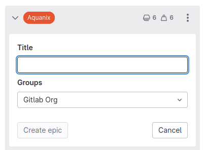 The inline form used to create a new epic on a board list.