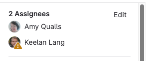 The merge request sidebar displaying multiple assigned users.